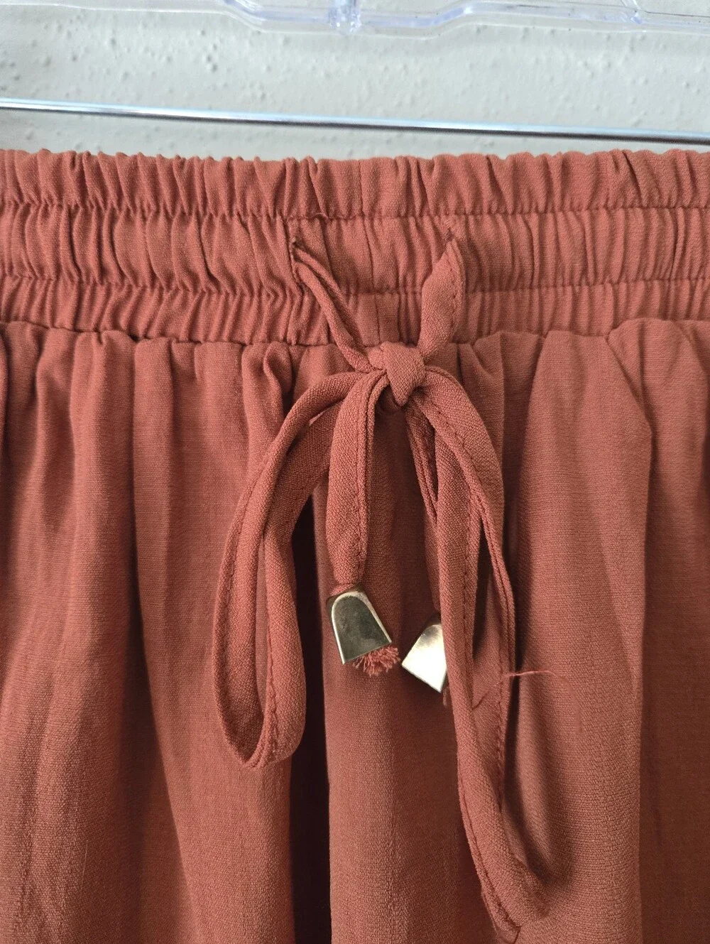 Rust Orange Drawstring Tulip Hem Skirt